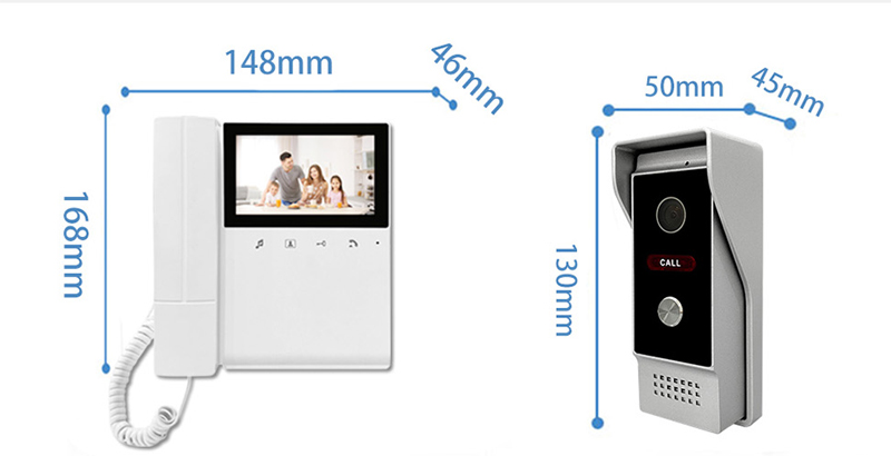 Peephole Camera Viewer - 4.3Inch TFT Monitor 4 Wired Intercom