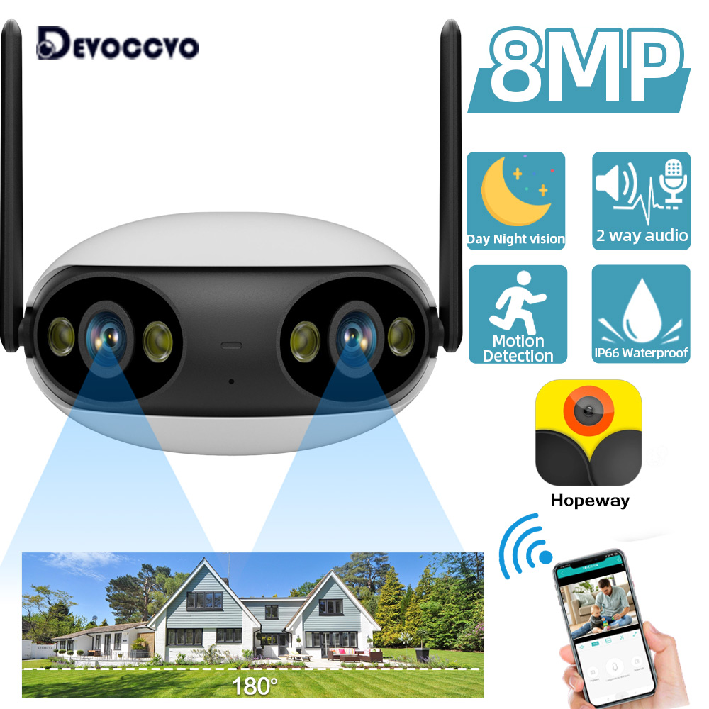 Ip Camera Outdoor 4K - 8MP 4K Dual Lens Wide Angle