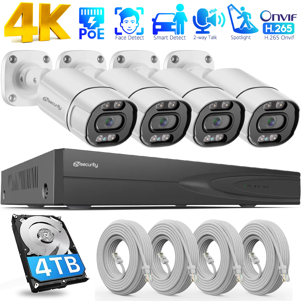 Ip Camera Outdoor 4K - 4K PoE Security Camera System 4CH