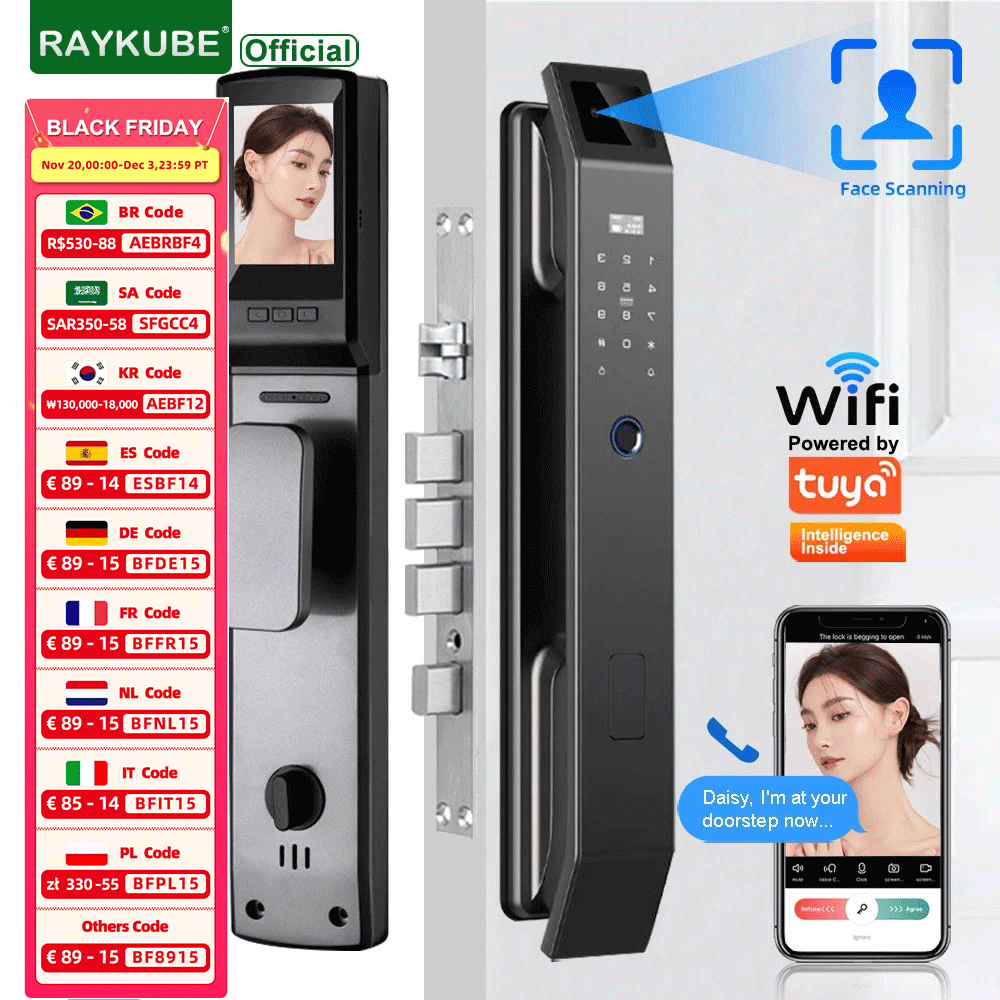 RAYKUBE DF14 Tuya WiFi 3D Face - Peephole Camera Viewer 评论和价格
