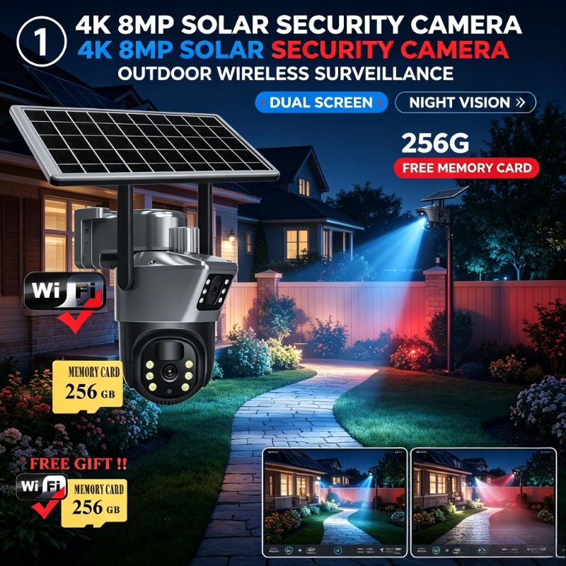 Solar Powered 4K 8MP Surveilla - Ip Camera Outdoor 4K 评论和价格
