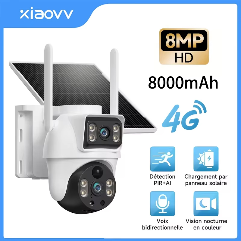 XIAOVV 8MP 4G LTE Solar Outdoo - Ip Camera Outdoor 4K 评论和价格