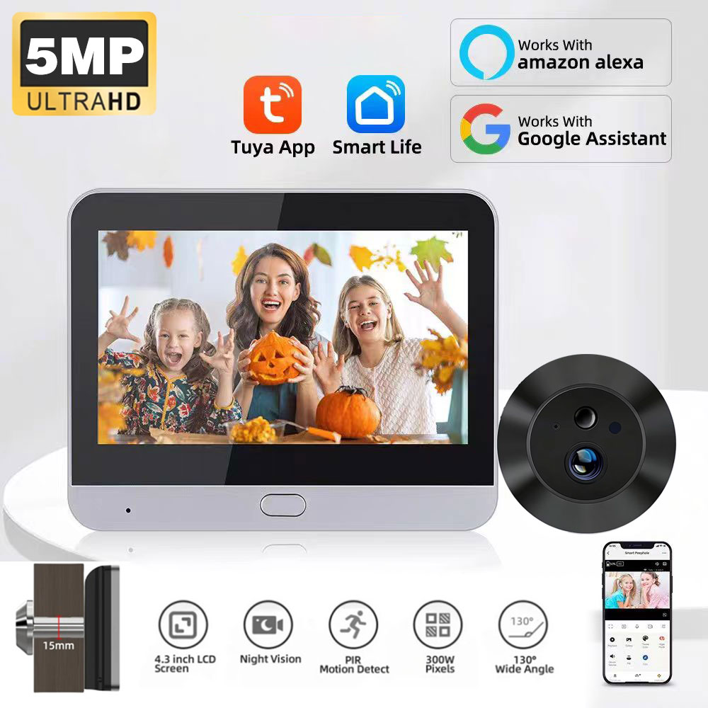 WiFi 2.4Ghz 5MP Tuya Smart Lif - Home Security Front Door Camera 评论和价格
