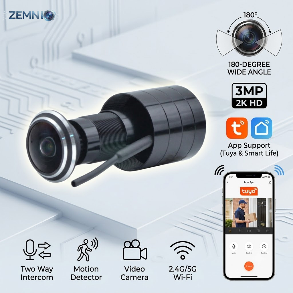 180° 3MP 2K Peephole Camera,5G - Home Security Front Door Camera 评论和价格