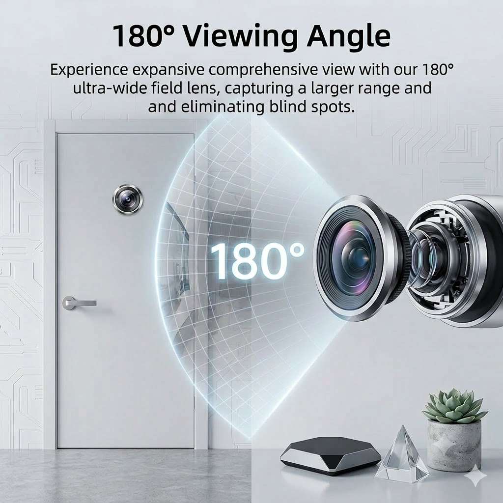180° 3MP 2K Peephole Camera,5G - Home Security Front Door Camera 评论和价格